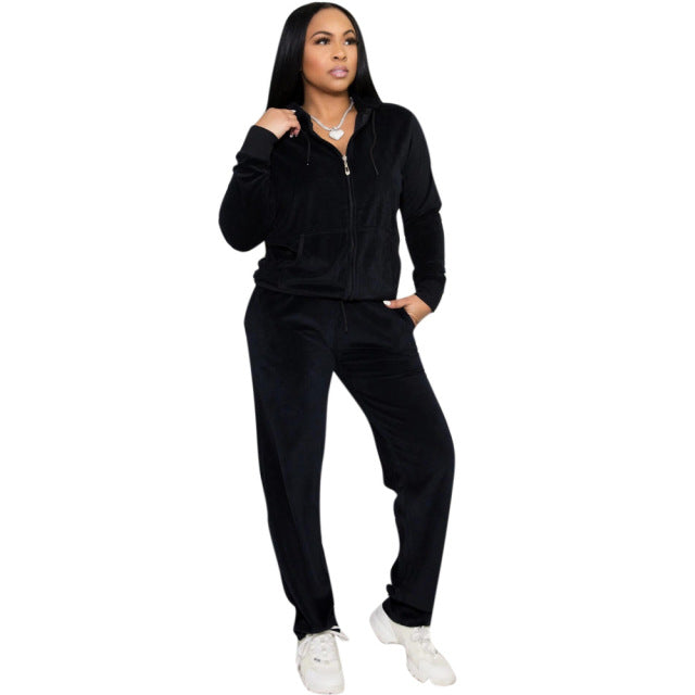 Winter/Fall Women Brand Velvet Fabric Tracksuit