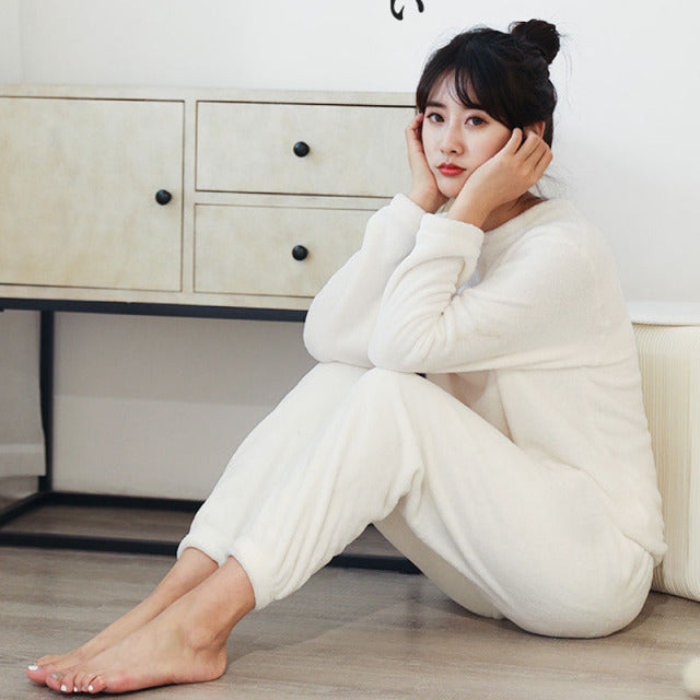 Women Winter Flannel Pajama Fleece Pajama Sleepwear