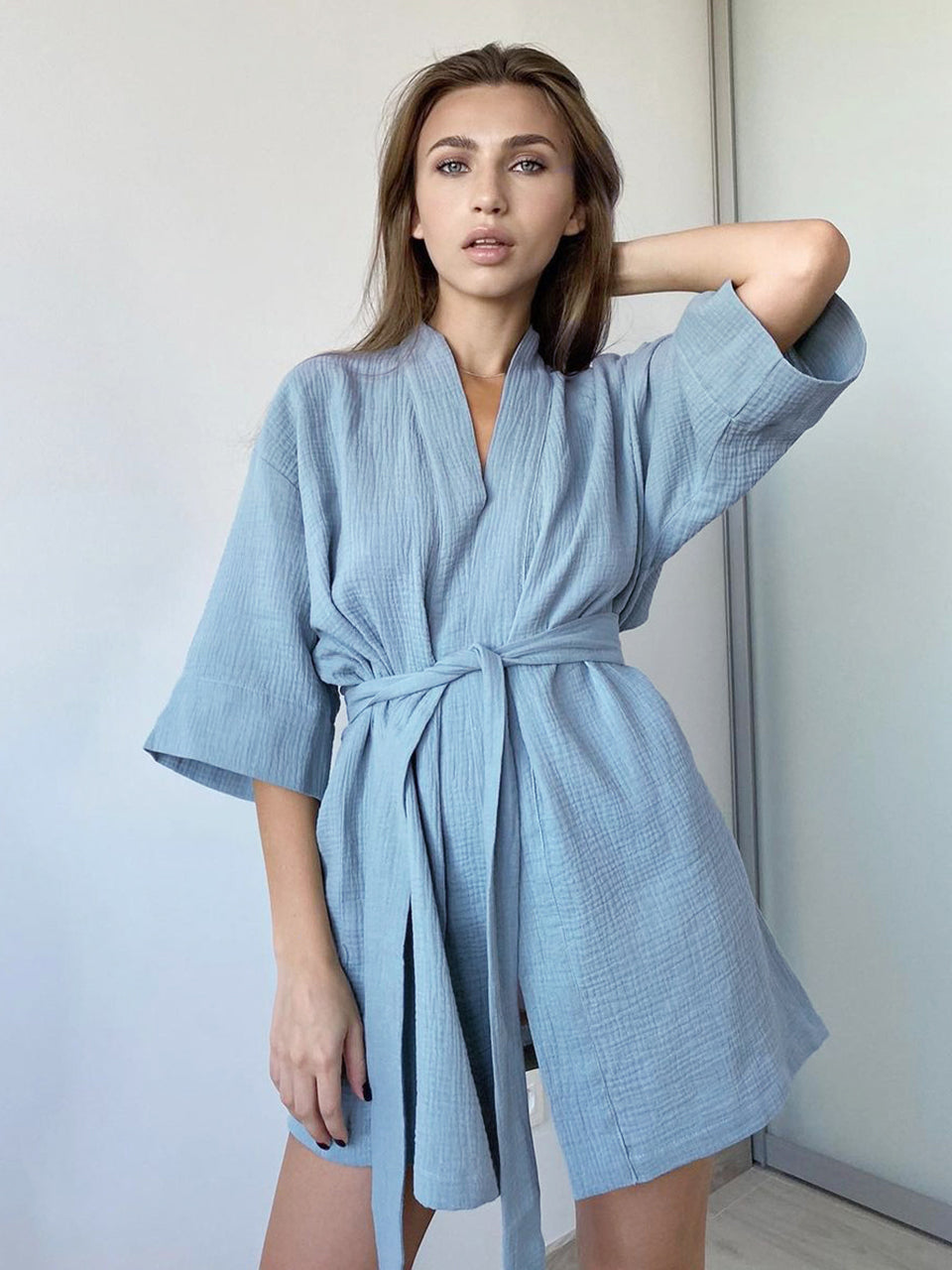 Crape Cotton Robe Women Nightwear