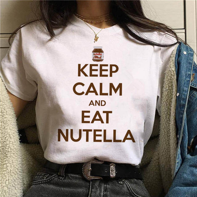 2022 Nutella Print T Shirt Women 90s Fashion T-shirt