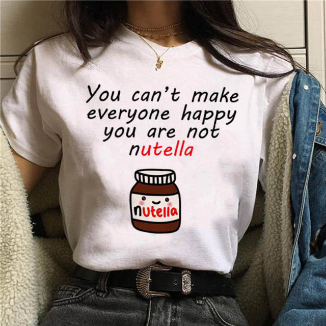 2022 Nutella Print T Shirt Women 90s Fashion T-shirt
