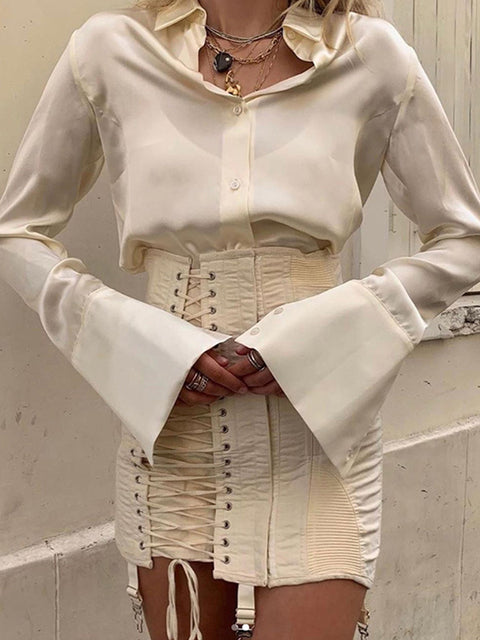 Vintage Mini Skirt Women Summer High Waist Skirt