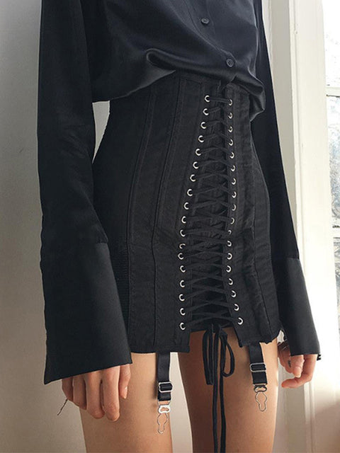 Vintage Mini Skirt Women Summer High Waist Skirt