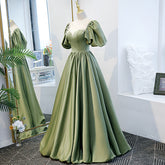 Female Evening Dress Skirt Green Satin