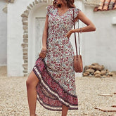 Loose V-neck Flounce Dress Women