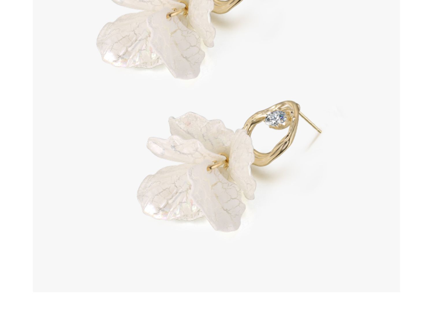 Women's Foreign Style White Petal Earrings Suitable For Silver Pins