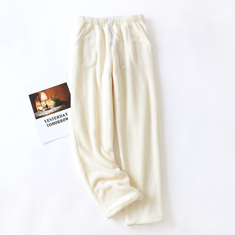 Loose Plus Size Thick Coral Fleece Home Wear Pajama Pants