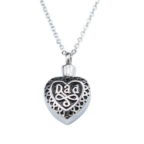 DAD Ashes Necklace Can Be Opened Fashionable Heart-shaped Pendant New Relatives Heart Memorial DAD