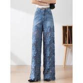 Women's Stitching High Waist Wide Leg Pants