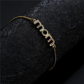 New MOM Charm Brass 18K Gold Plated Zircon Bracelet