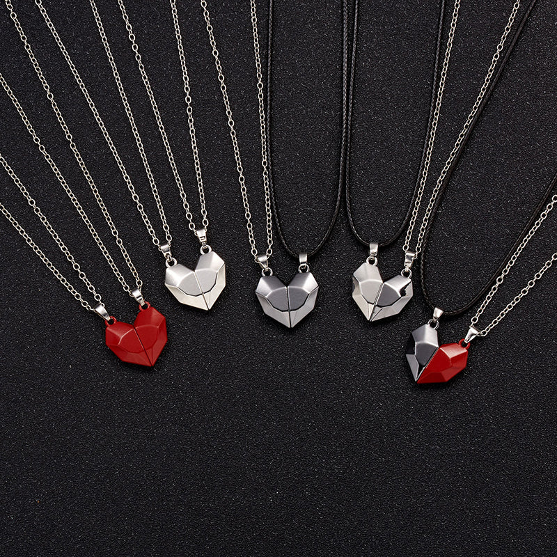 Creative Magnet Necklace Love Heart Broken Men And Women