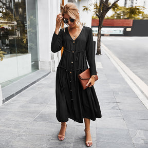 New simple V-neck dress women