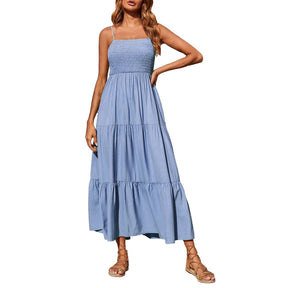 European And American Sleeveless Shoulder Strap Tube Top Multi-layer Big Swing Chiffon Dress