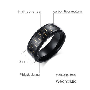 Carbon Fiber Ring Men's Ring Fashion Men's Titanium Steel Ring