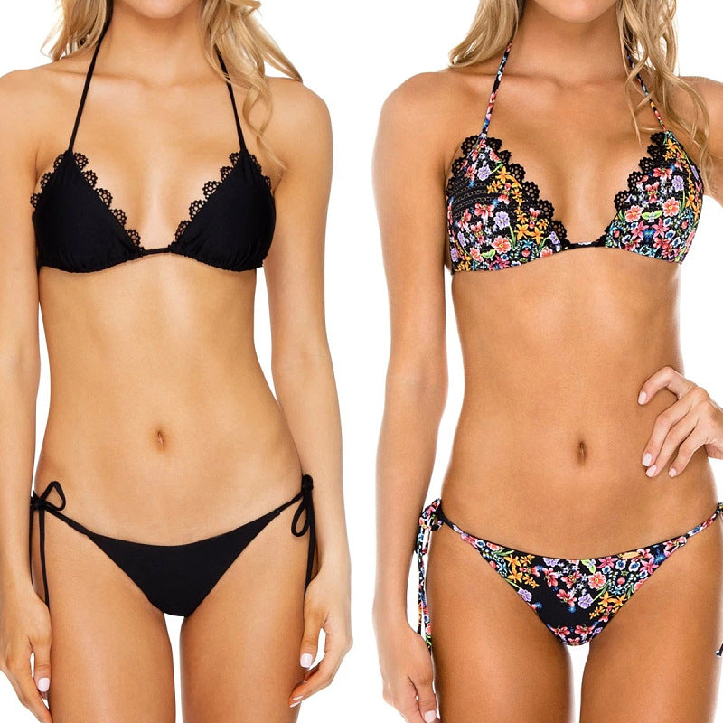 Split swimsuit printed swimsuit