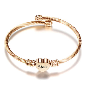 Mother's Day Mom Letter Stainless Steel Braided Bracelets