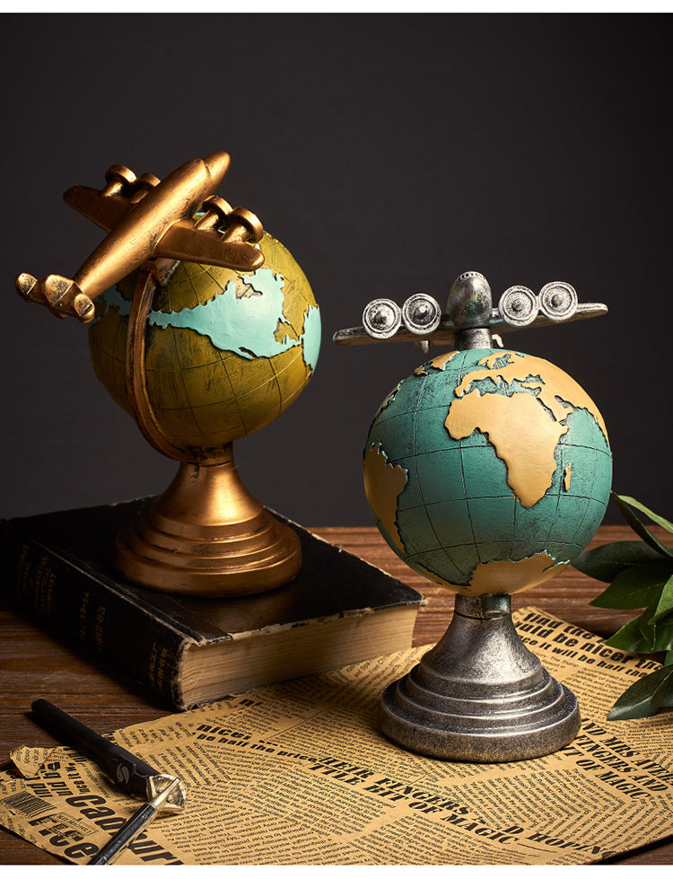 Retro globe clock home decoration
