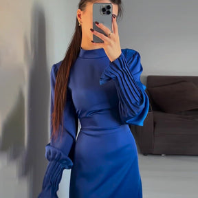 Ladies New Pleated Waist Tight Tied Dress
