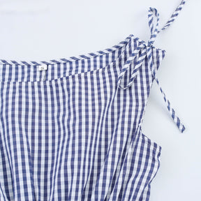 Plaid Waist-controlled Lace-up Dress