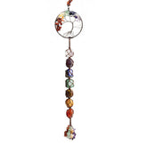7Colorful Crystal Original Stone Hand Woven Pendant Life Tree