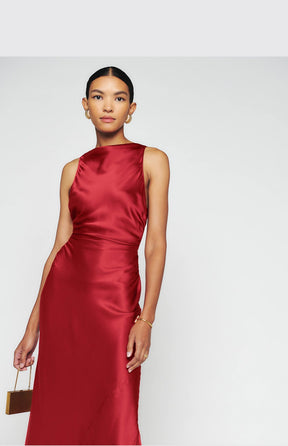 French Waist Slim Backless Acetate Dress
