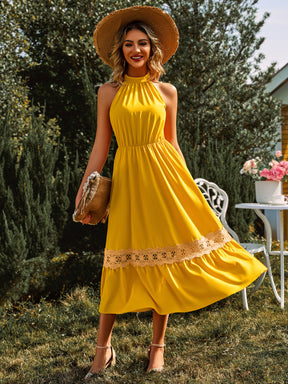 Sleeveless Halter Lace Dress Women