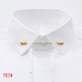 Simple Personality Gold Color Pins Brooches Metal Chain Tassel Shirt Collar