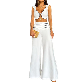 Women's Summer Vest Trousers Beach Vacation Suit