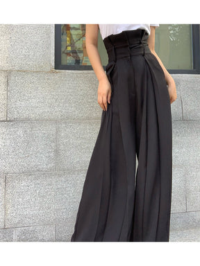 Four Seasons Design High Waist Long Legs Loose Drooping Straight Wide Leg Suit Pants