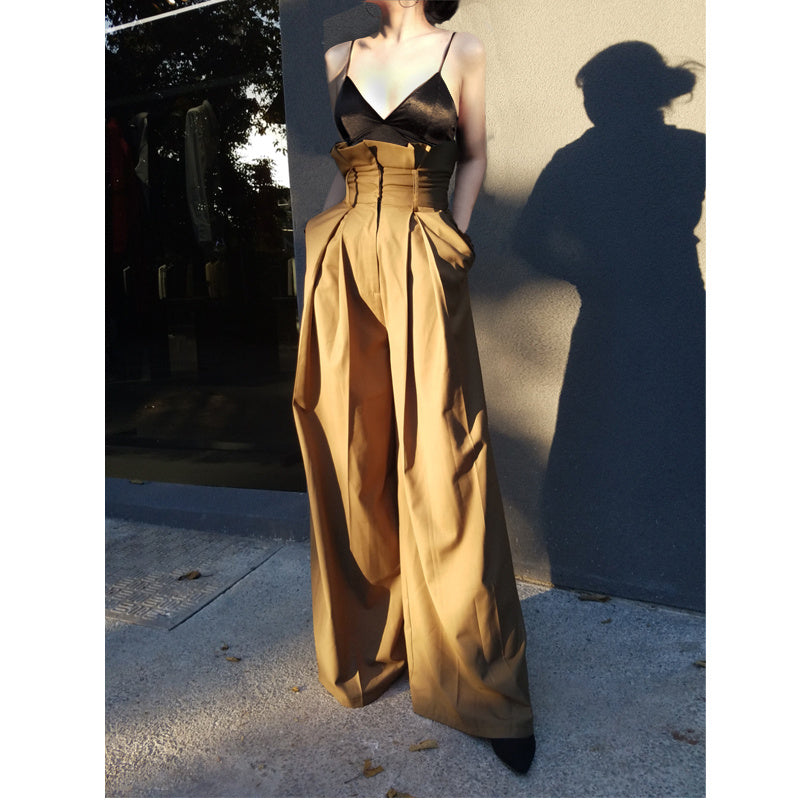 Four Seasons Design High Waist Long Legs Loose Drooping Straight Wide Leg Suit Pants