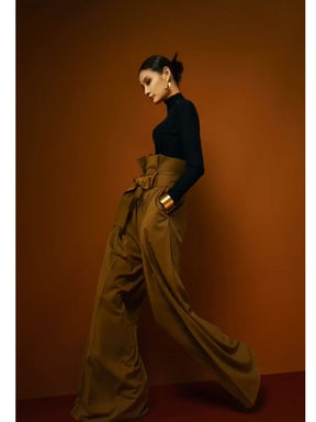 Four Seasons Design High Waist Long Legs Loose Drooping Straight Wide Leg Suit Pants