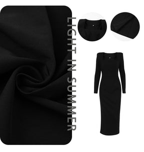 Long Skirt, Square Neck, Slim Fit, And Buttocks Wrapped Design With A Sense Of Dress