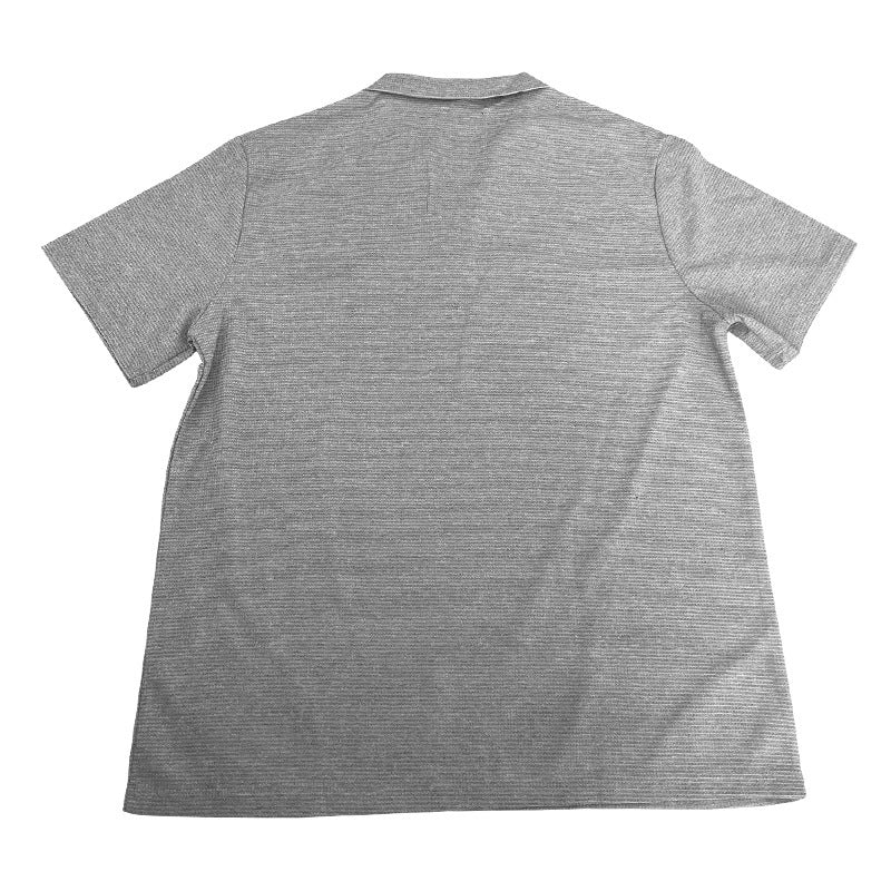 INS Waffle Lapel Short-sleeved T-shirt Summer Fashion Solid Color V-neck Polo Shirt Tops Men's Clothing