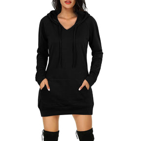 Medium Length Hooded Dress Sleeve Women