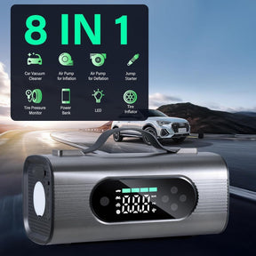 Newest 8 In 1 Portable Car Battery Starter With Air Compressor, Car  Wireless Vacuum Cleaner 150PSI Car Battery Starter 12V With Large LCD Display
