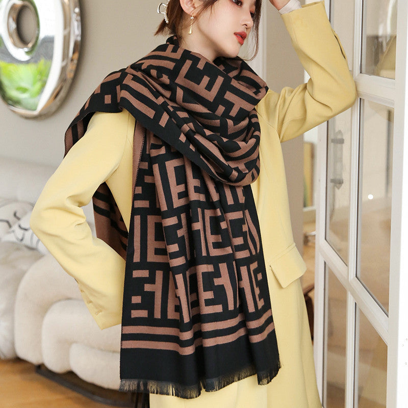 ET Letter Double-sided Thermal Thick Scarf