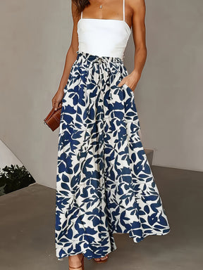 Plus Size Wide Leg Pants - Stylish Solid Paper Bag Waist Design, Elegant Pocket Tie Front, Loose Fit For Comfort, Perfect For Spring & Summer, Women's Fashionable Clothing For Curvy Figures