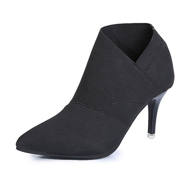 Women Shoes Slip-On Retro High Heel Ankle Boot Elegant Cusp England Casual Short Boots Female Pointed Toe Stiletto Shoes