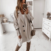 Autumn Winter Women Coats 2XL Plus Long Wool Size Warm Elegant Vintage women Coat khaki Jacket