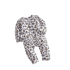 Baby Kids' Rompers Leopard Print Trendy Long Sleeve Rompers