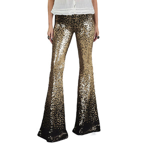 Gradient Color Wide Leg European And American High Waist Slim-fit Sequined Flared Pants