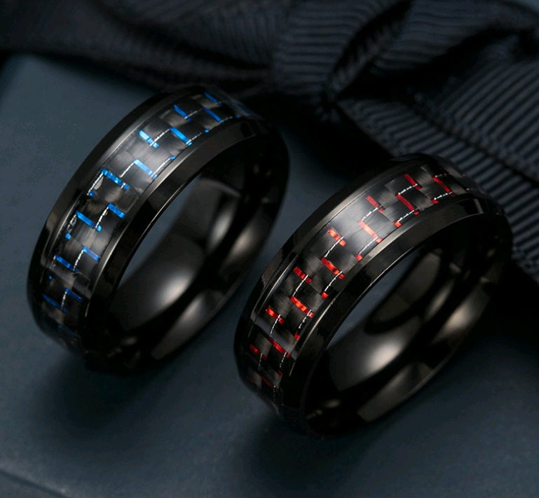 Carbon Fiber Ring Men's Ring Fashion Men's Titanium Steel Ring