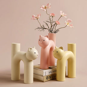 Cute Tube Cat Vase Living Room Home Desktop Decoration Home Decor