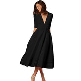 V-neck Dresses - Retro 60s Swing Sleeve