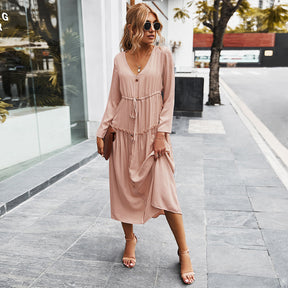 New simple V-neck dress women