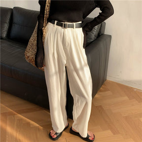 Wide Leg Pants Women High Waist Drape Casual Pants White Pants