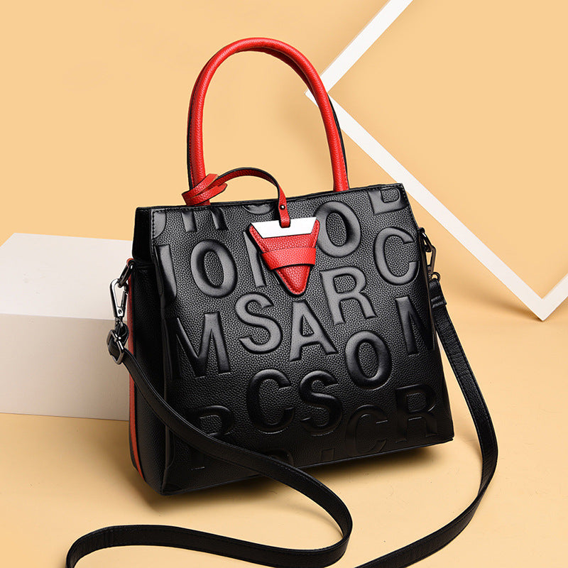 Leather Texture Middle-aged Mom Tote Bag For Women