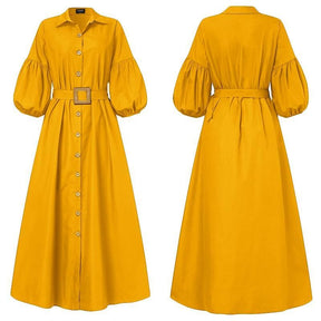 Elegant Office Ladies Dress Women Long Dresses Ladys Puff Sleeve