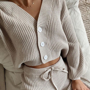 Fashion Women's Wear Long-sleeved Sweater And Trousers Two-piece Set