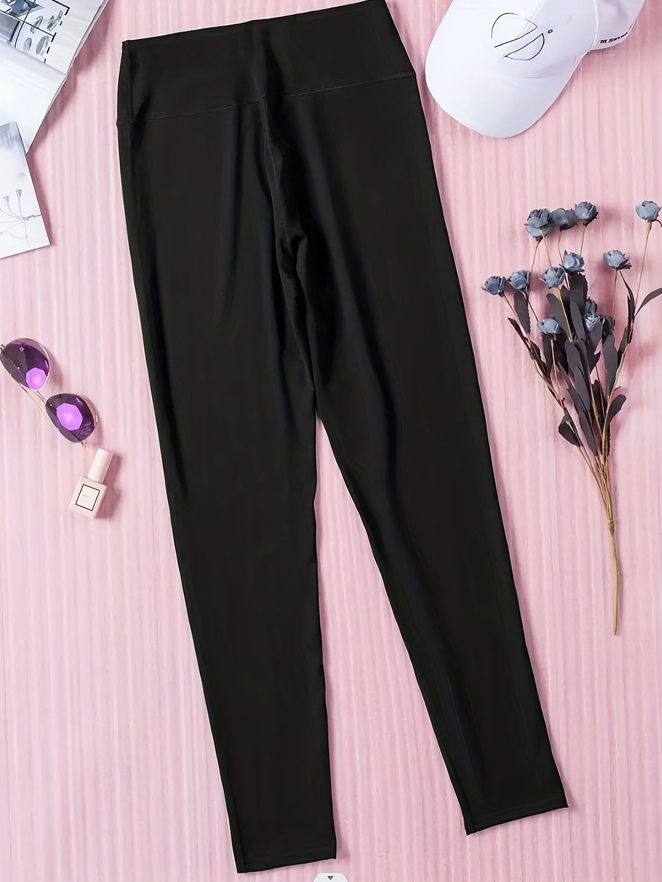 Plus Size Burnt Flower Solid Color Bottom Women's Pants
